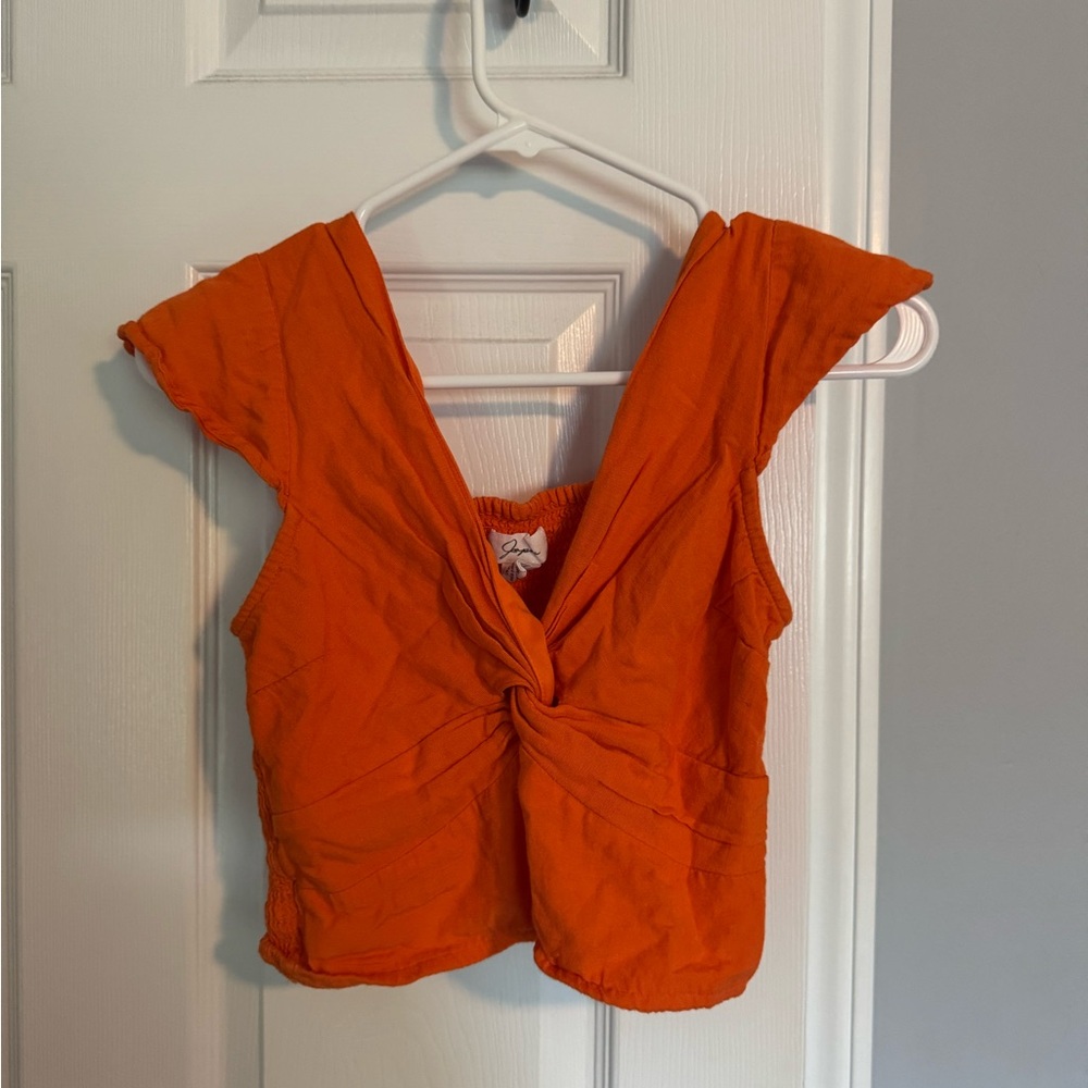 Orange Twist-Front Top